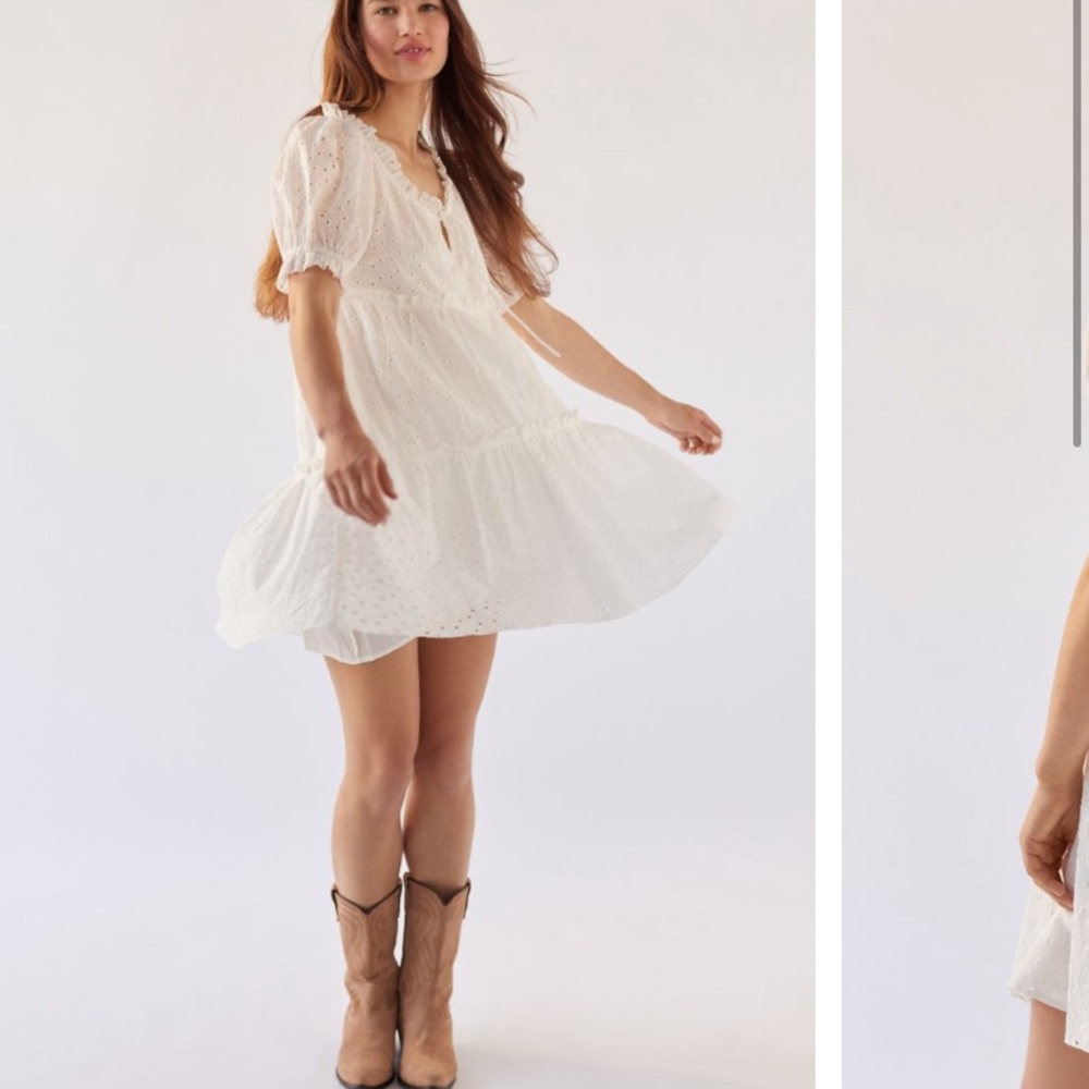 UO Kamilla Embroidered Eyelet Babydoll Dress
